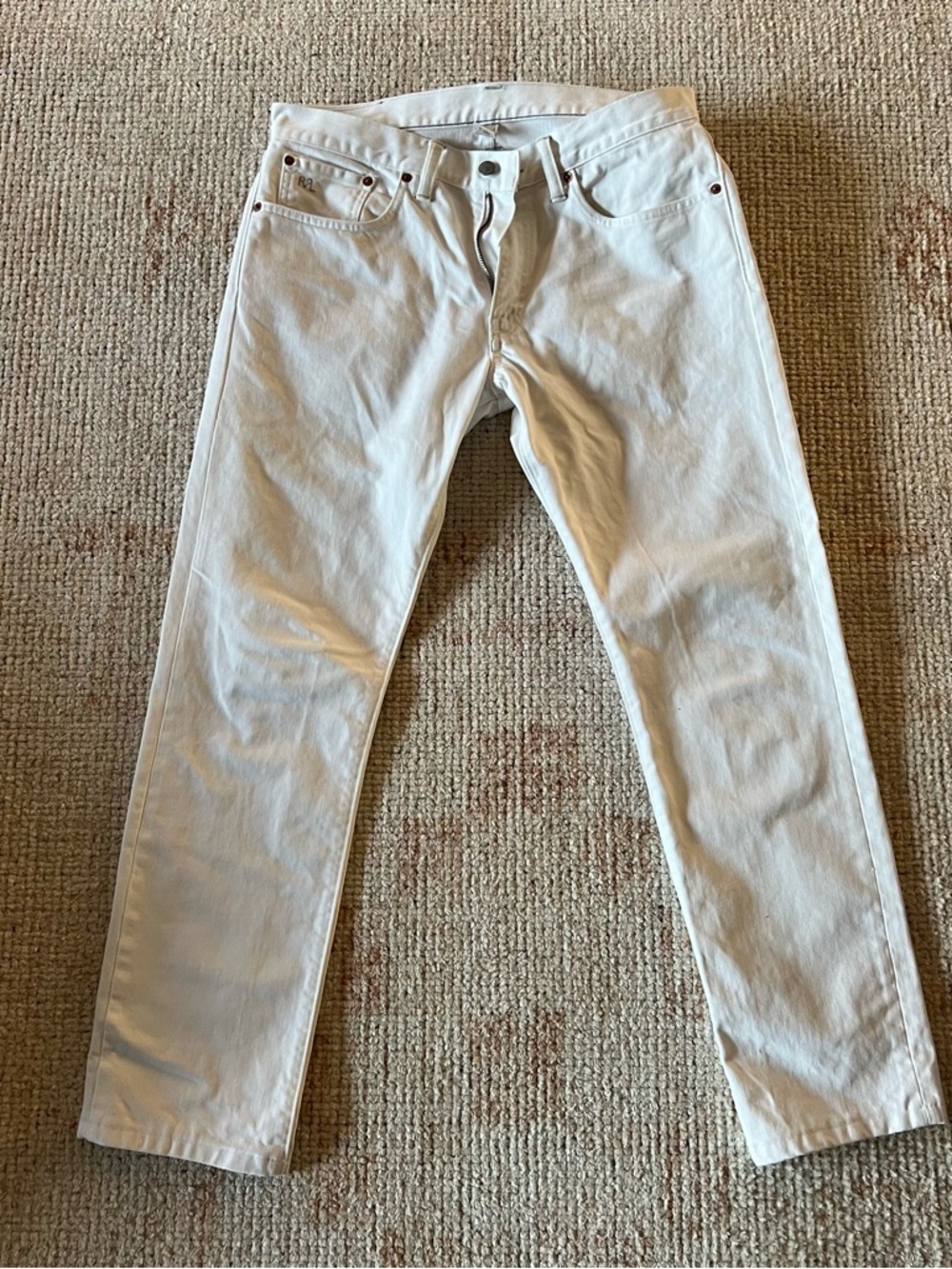 Ralph Lauren Double RL Men's Slim White/ light cream zip fly Jeans 32x32